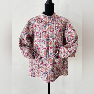 Bagatelle collection quilted floral jacket spring pink